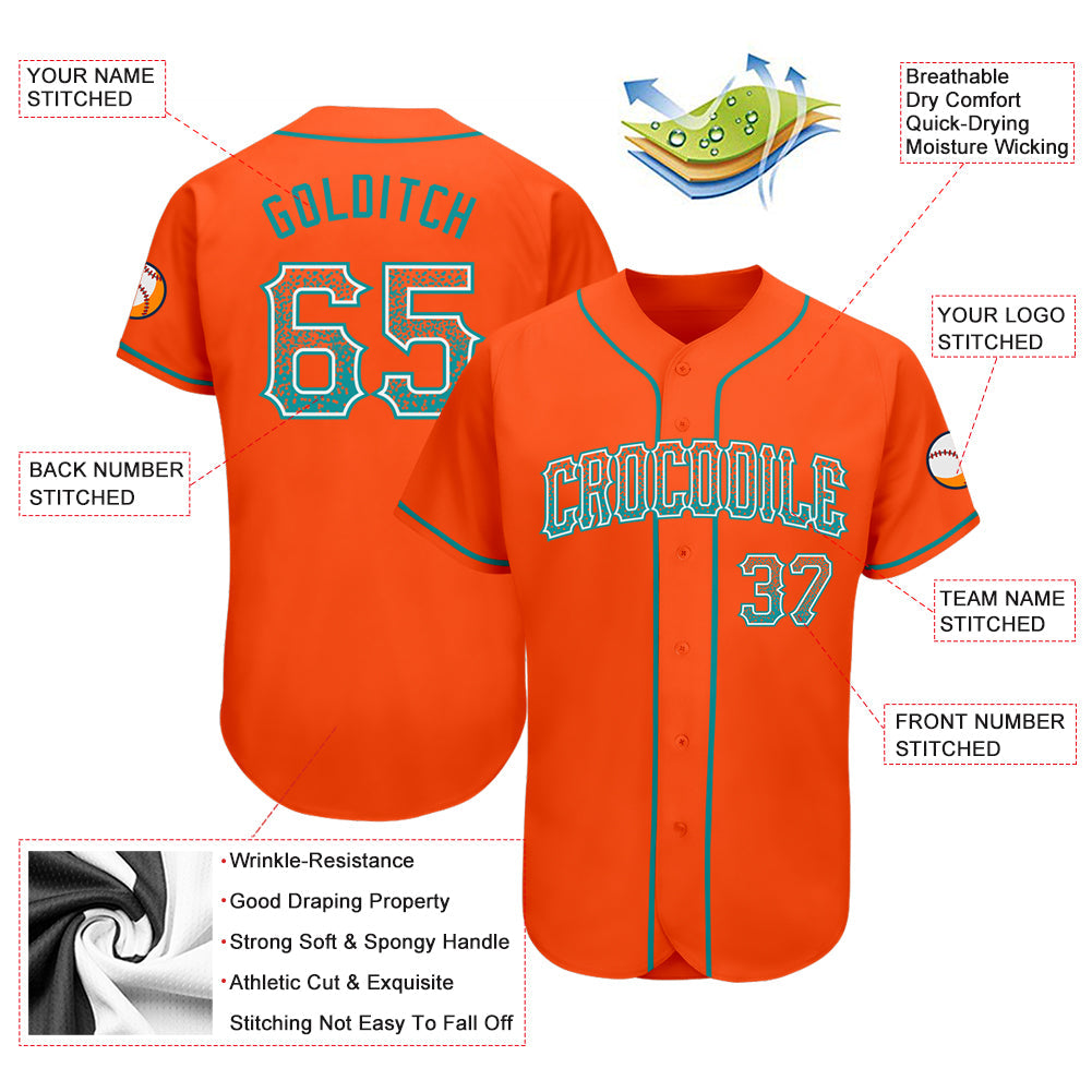 Custom Orange Teal-White Authentic Drift Fashion Baseball Jersey view 3