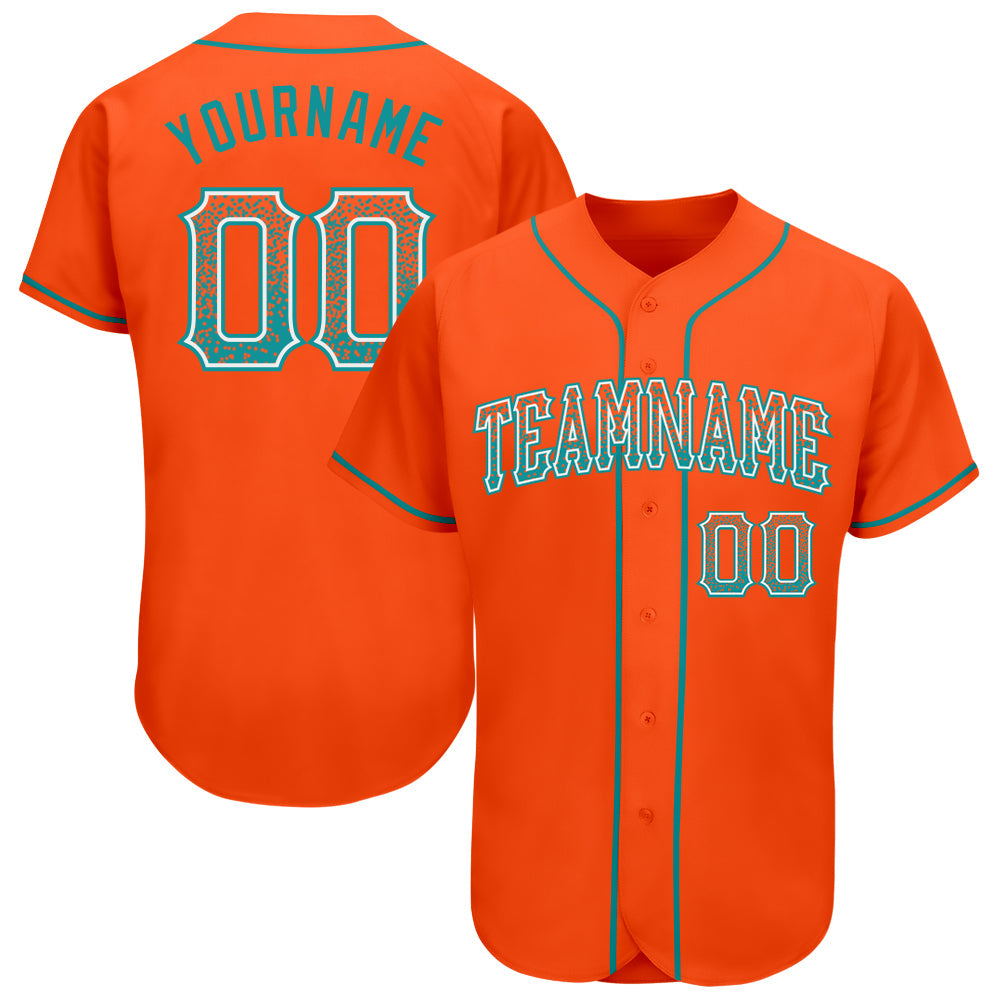 Custom Orange Teal-White Authentic Drift Fashion Baseball Jersey - Main View