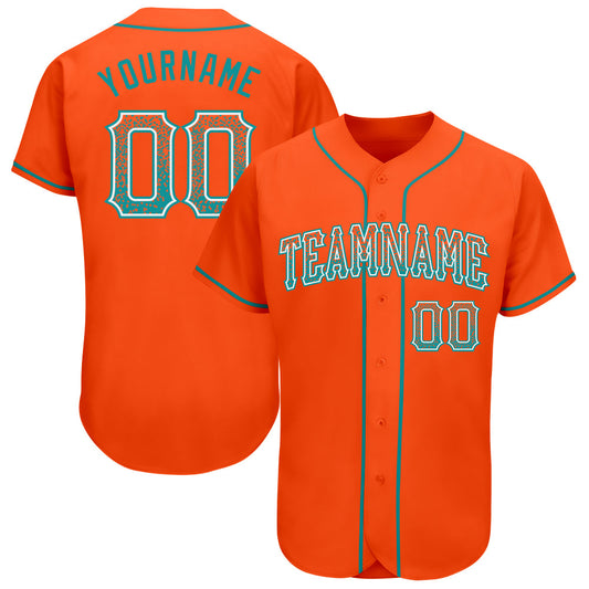 Custom Orange Teal-White Authentic Drift Fashion Baseball Jersey - Main View