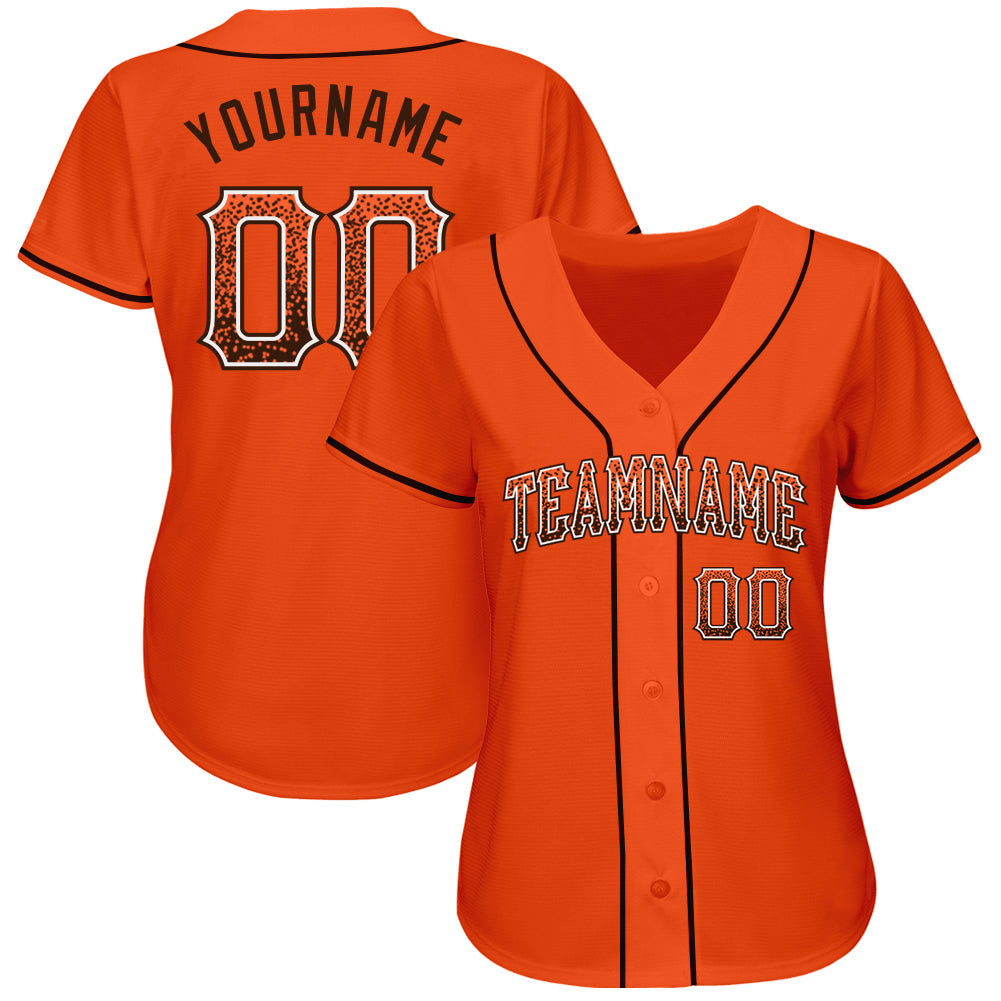 Custom Orange Brown-White Authentic Drift Fashion Baseball Jersey view 2