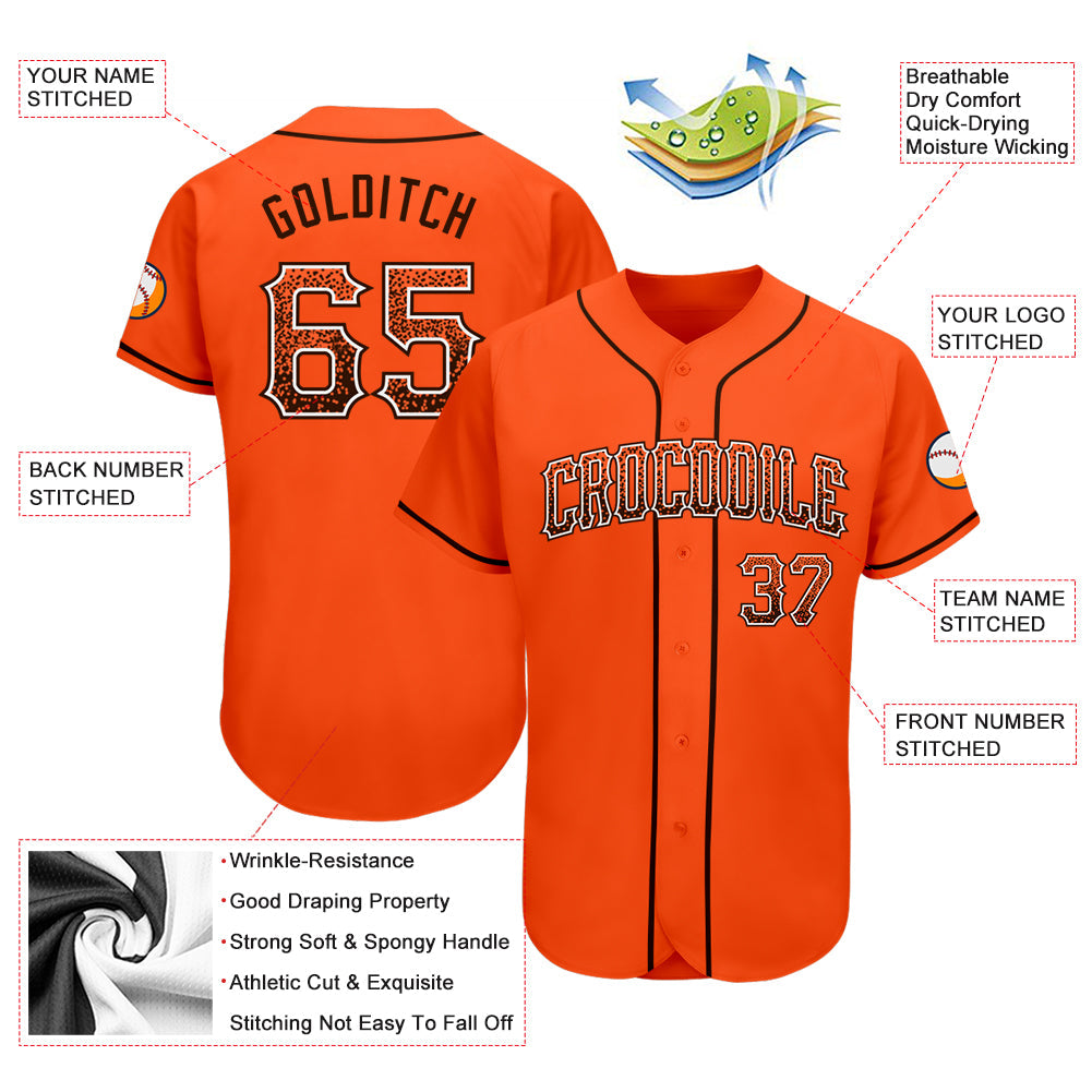 Custom Orange Brown-White Authentic Drift Fashion Baseball Jersey view 3
