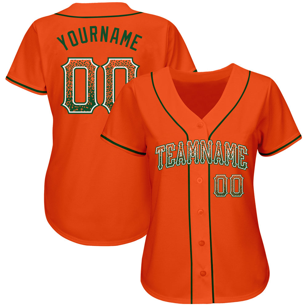 Custom Orange Green-White Authentic Drift Fashion Baseball Jersey view 2