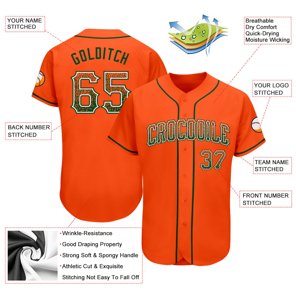 Custom Orange Green-White Authentic Drift Fashion Baseball Jersey view 3