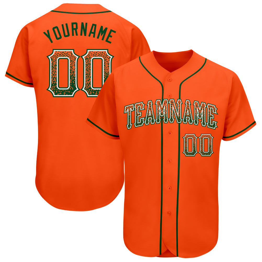 Custom Orange Green-White Authentic Drift Fashion Baseball Jersey - Main View