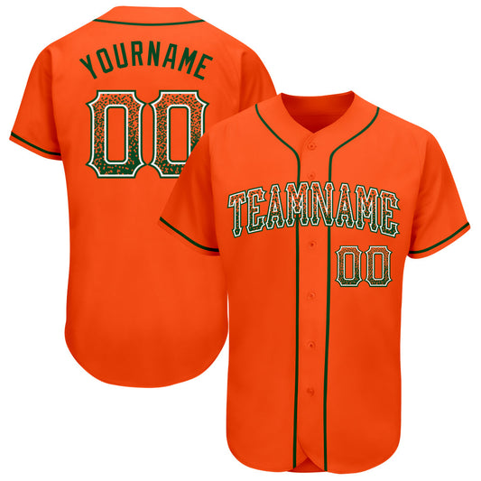 Custom Orange Green-White Authentic Drift Fashion Baseball Jersey - Main View