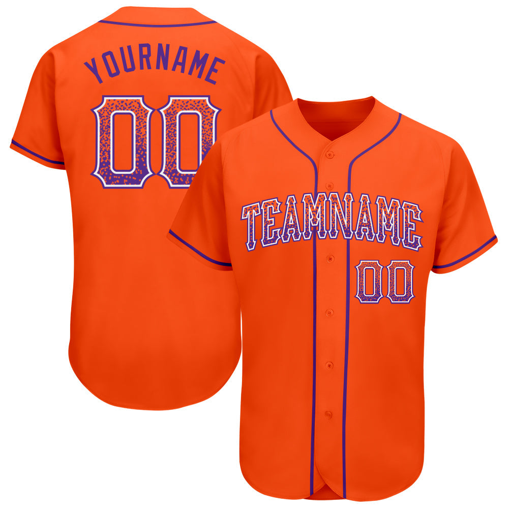 Custom Orange Purple-White Authentic Drift Fashion Baseball Jersey - Main View