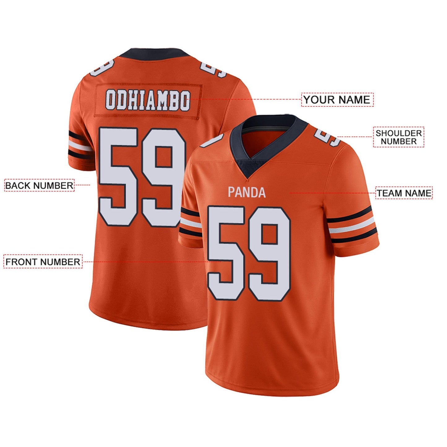 Custom C.Bears Football Jerseys Team Player or Personalized Design Your Own Name for Men's Women's Youth Jerseys Navy view 5