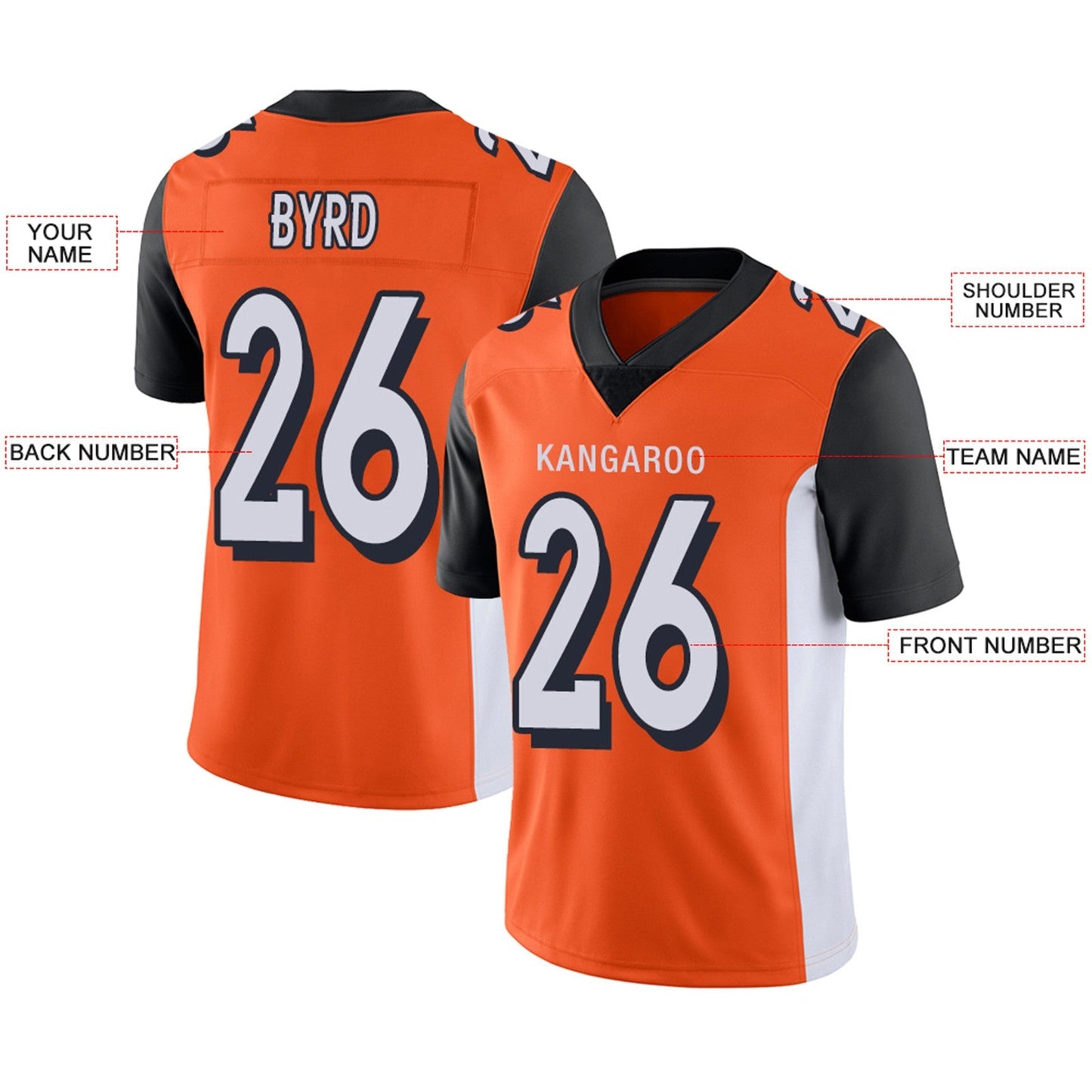 Custom C.Bengals Football Jerseys Team Player or Personalized Design Your Own Name for Men's Women's Youth Jerseys Orange view 11