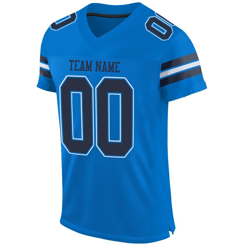 Custom Panther Blue Navy-White Mesh Authentic Football Jersey view 2