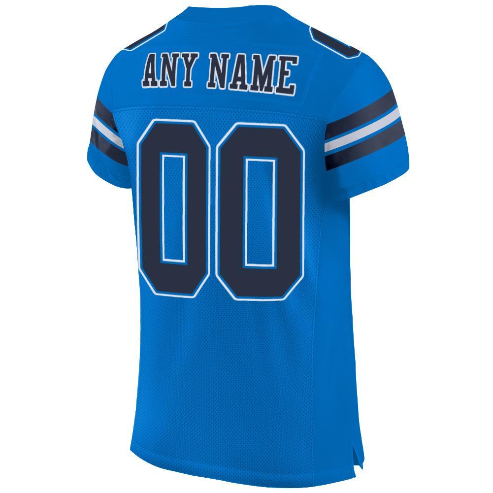 Custom Panther Blue Navy-White Mesh Authentic Football Jersey view 3