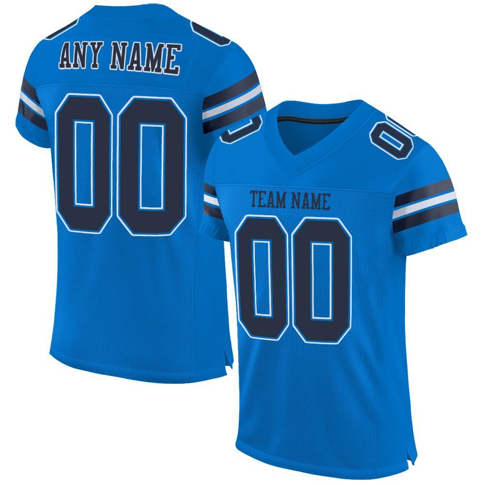 Custom Panther Blue Navy-White Mesh Authentic Football Jersey - Main View
