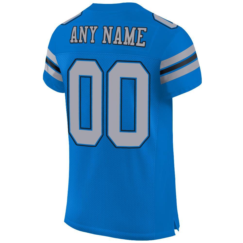 Custom Panther Blue Light Gray-Black Mesh Authentic Football Jersey view 3
