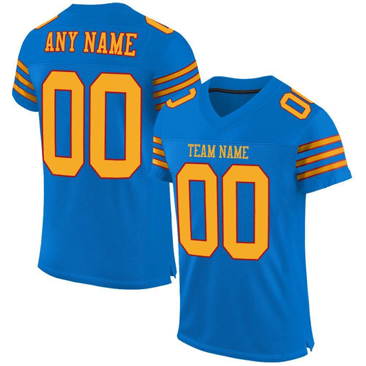 Custom Panther Blue Gold-Red Mesh Authentic Football Jersey - Main View