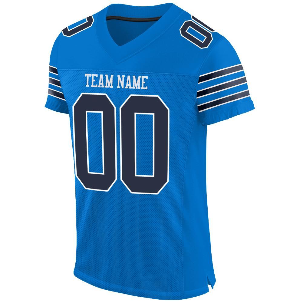 Custom Panther Blue Navy-White Mesh Authentic Football Jersey view 2