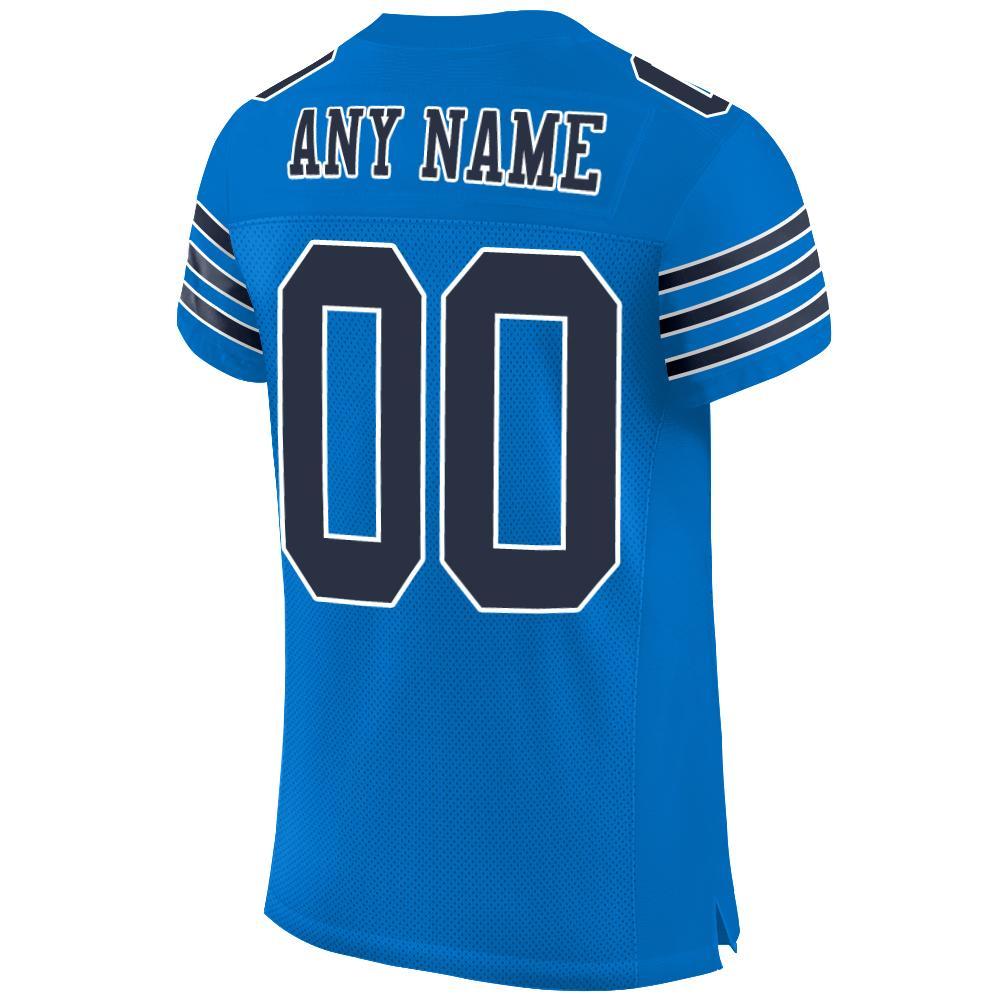 Custom Panther Blue Navy-White Mesh Authentic Football Jersey view 3