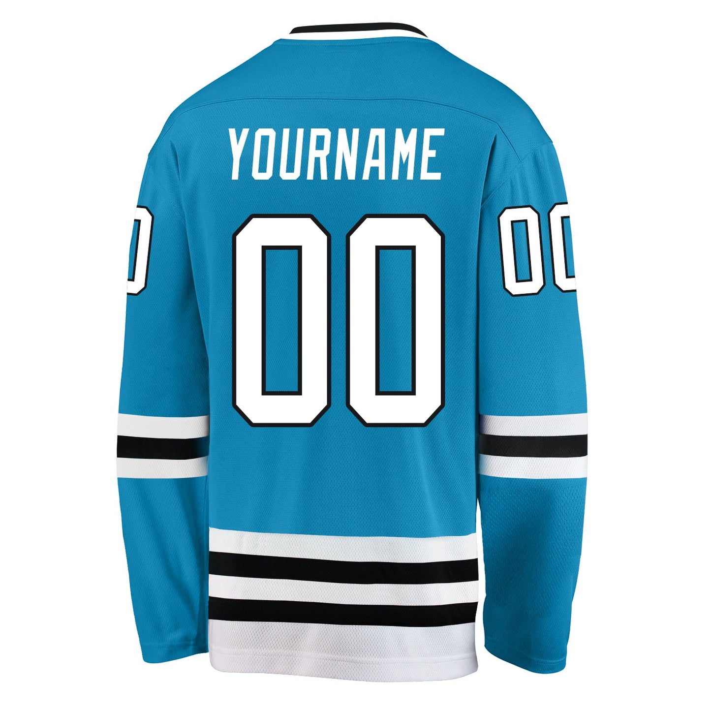 Custom Panther Blue White-Black Hockey Jersey view 3
