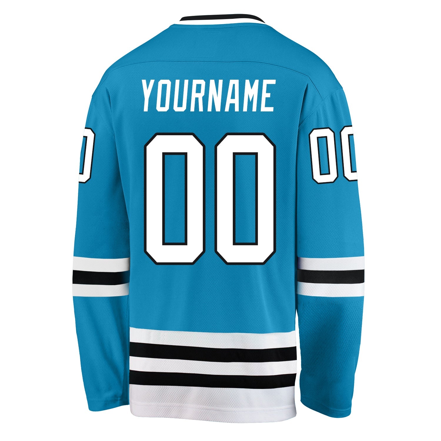 Custom Panther Blue White-Black Hockey Jersey view 3