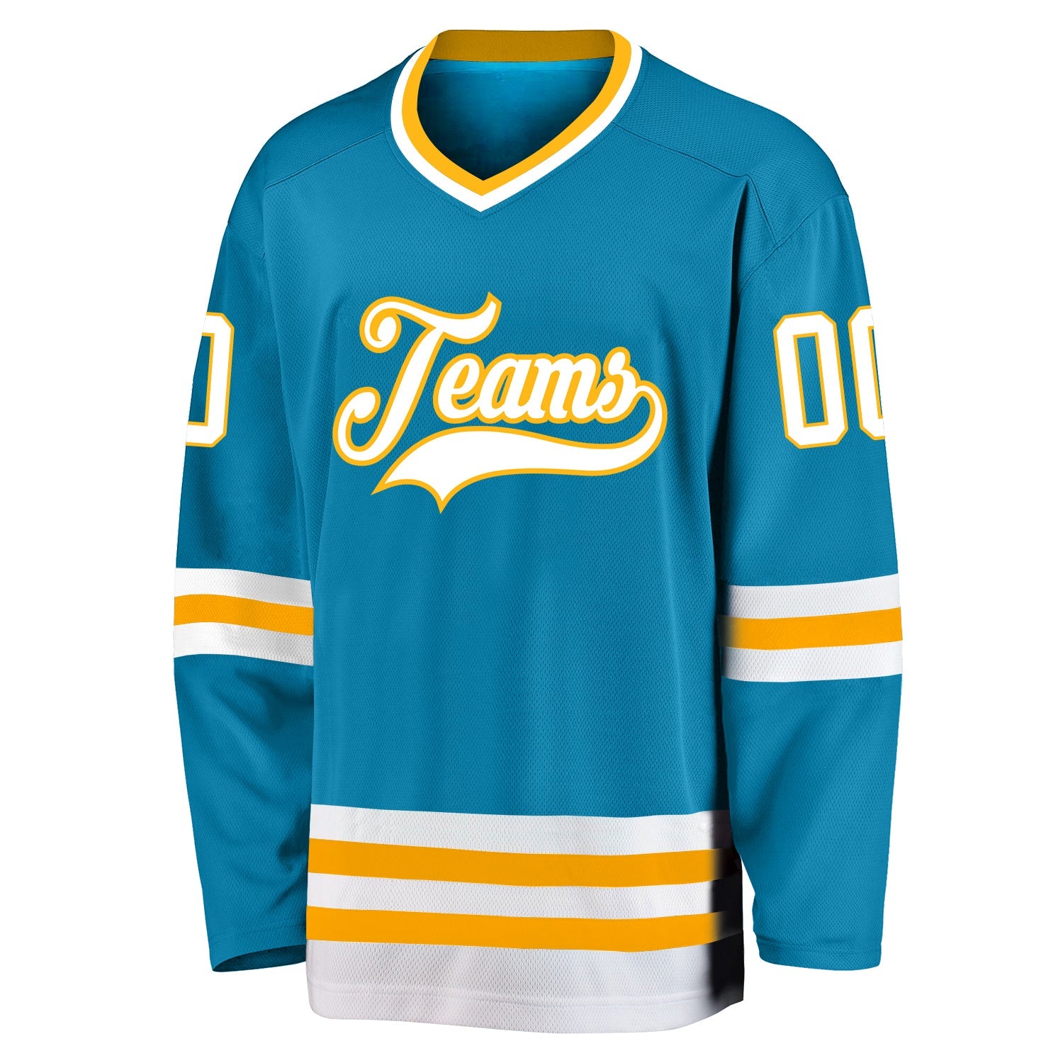 Custom Panther Blue White-Gold Hockey Jersey view 2