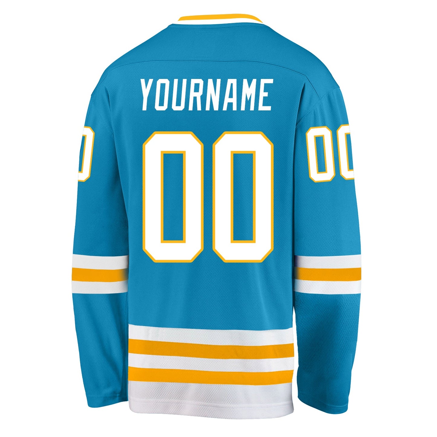 Custom Panther Blue White-Gold Hockey Jersey view 3