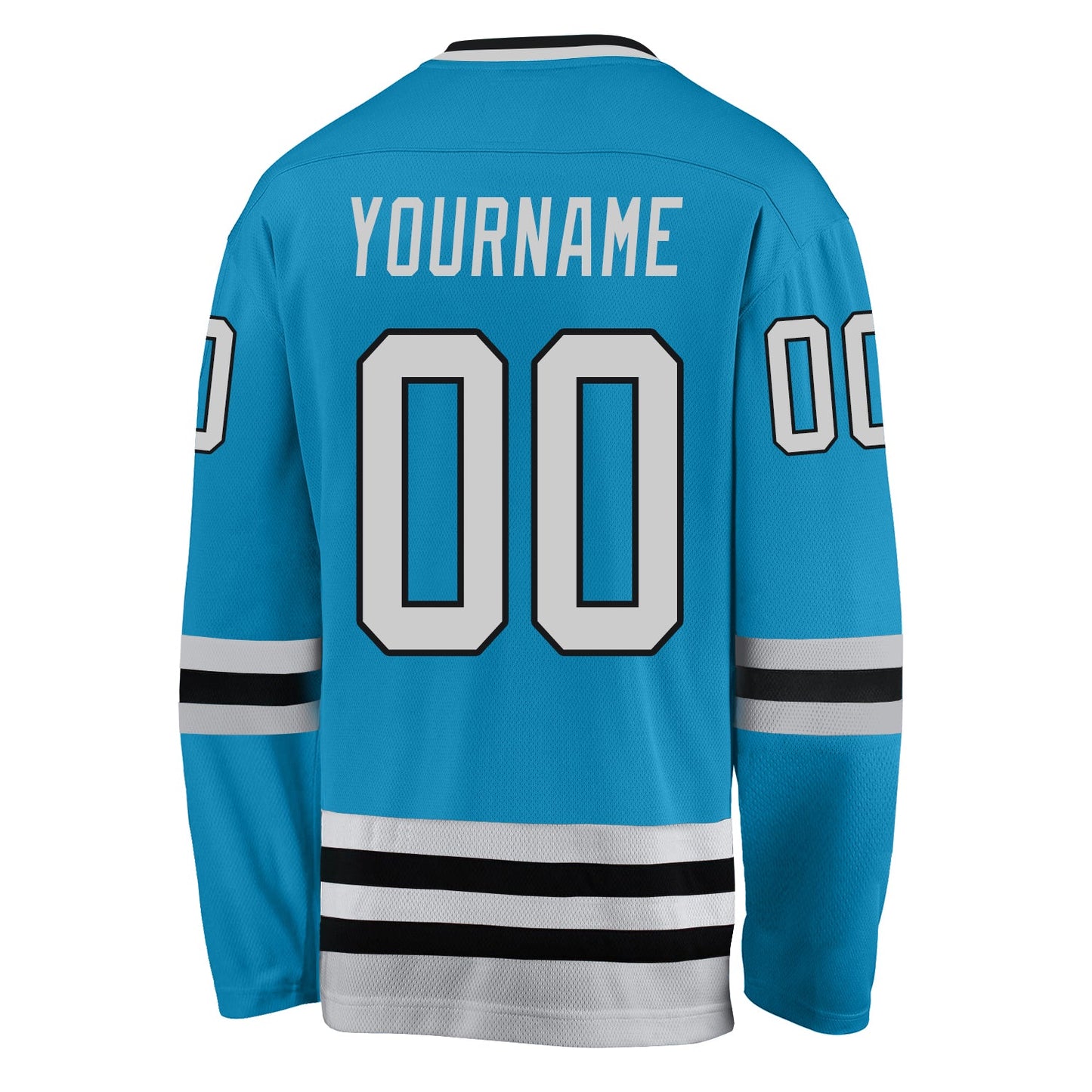 Custom Panther Blue Gray-Black Hockey Jersey view 3