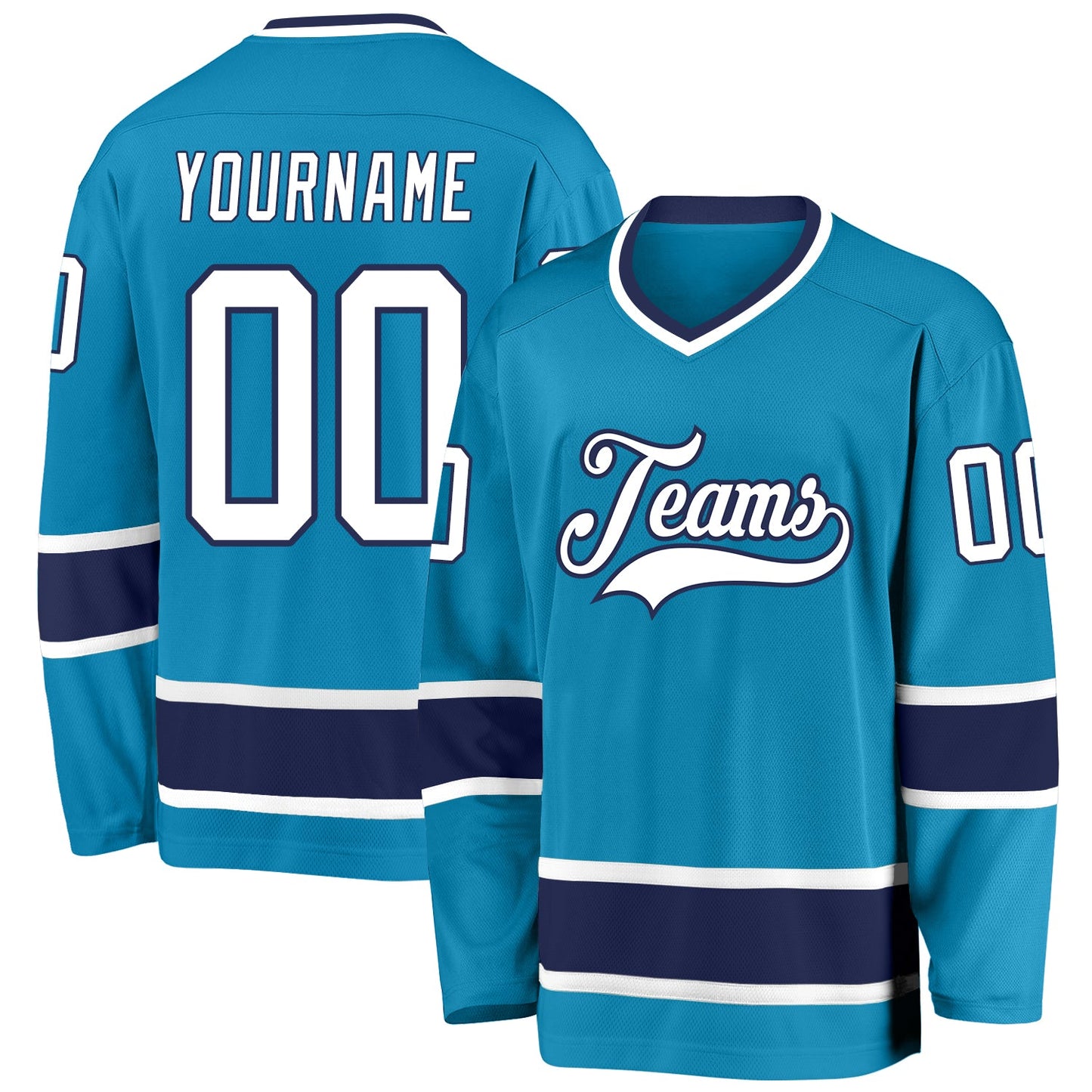 Custom Panther Blue White-Navy Hockey Jersey - Main View
