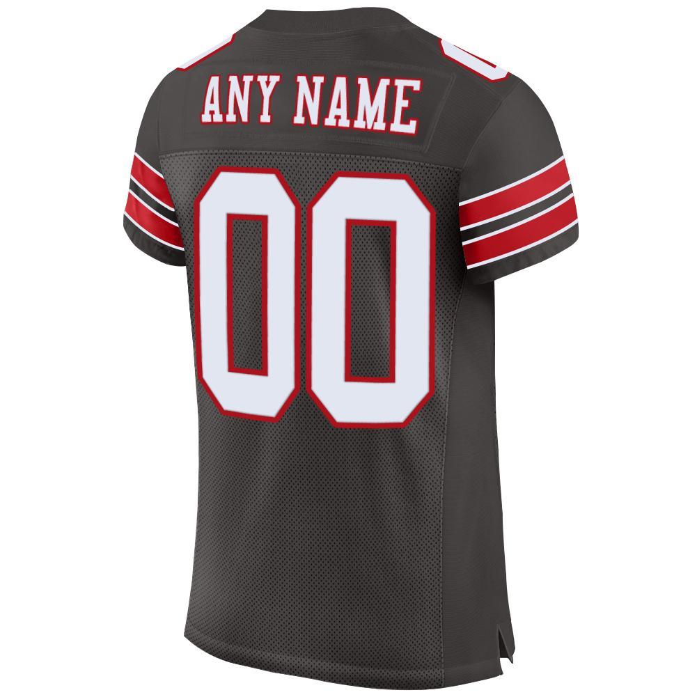 Custom Pewter White-Red Mesh Authentic Football Jersey view 3