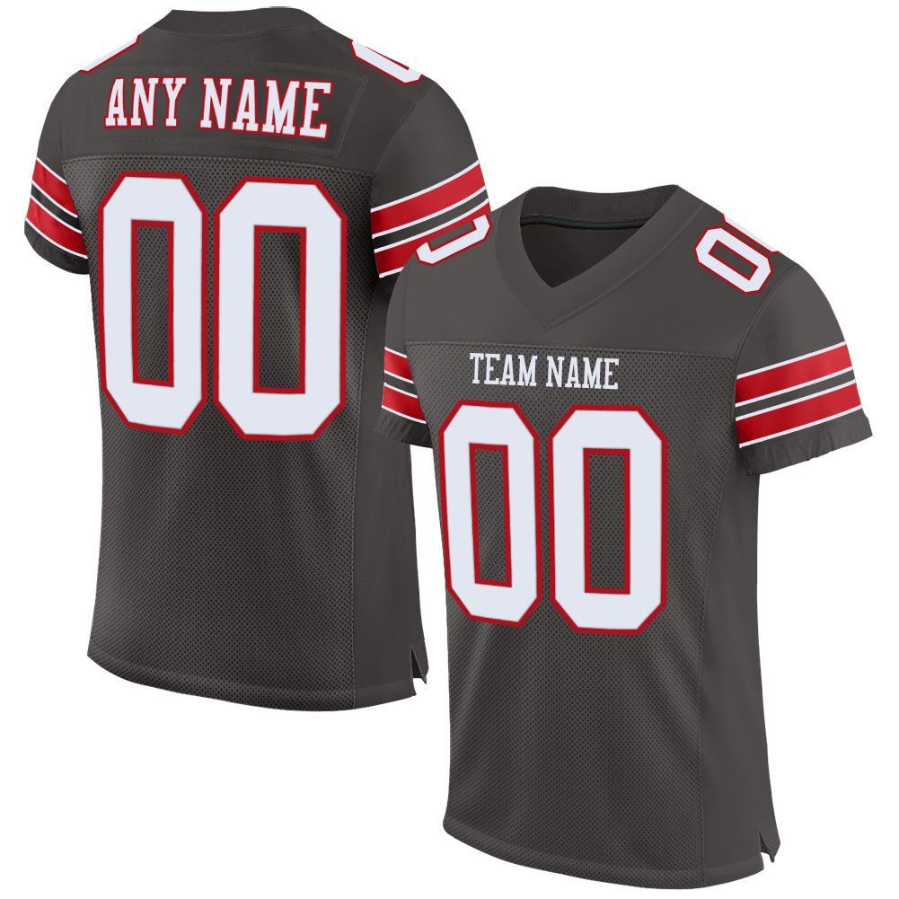 Custom Pewter White-Red Mesh Authentic Football Jersey - Main View