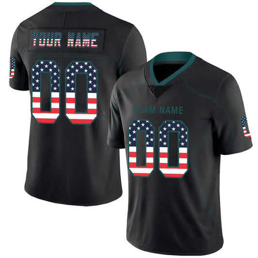 Custom P.Eagles Stitched American Football Jerseys Personalize Birthday Gifts Black Jersey - Main View
