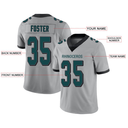 Custom P.Eagles Stitched American Football Jerseys Personalize Birthday Gifts Grey Jersey view 2