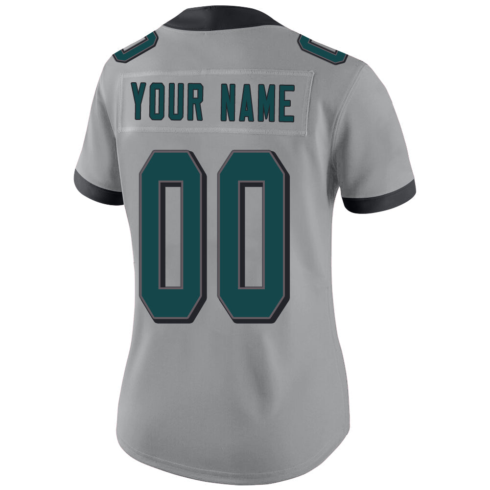 Custom P.Eagles Stitched American Football Jerseys Personalize Birthday Gifts Grey Jersey view 3