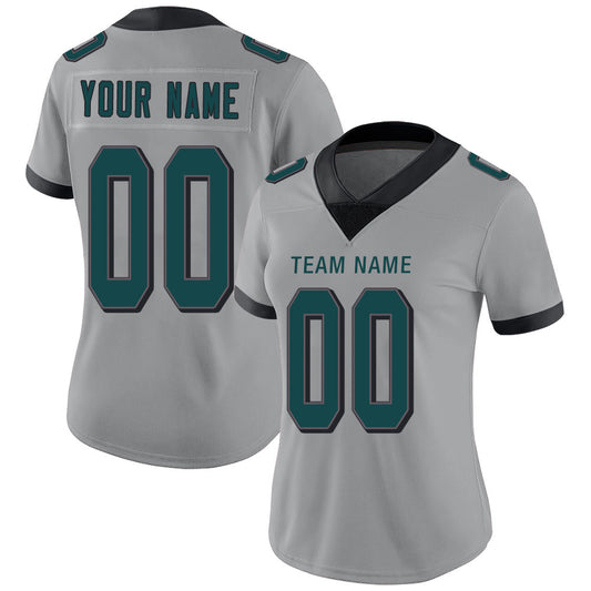 Custom P.Eagles Stitched American Football Jerseys Personalize Birthday Gifts Grey Jersey - Main View