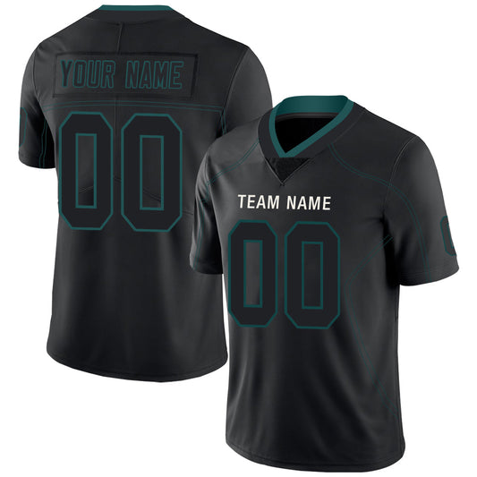 Custom P.Eagles Stitched American Football Jerseys Personalize Birthday Gifts Black Jersey - Main View