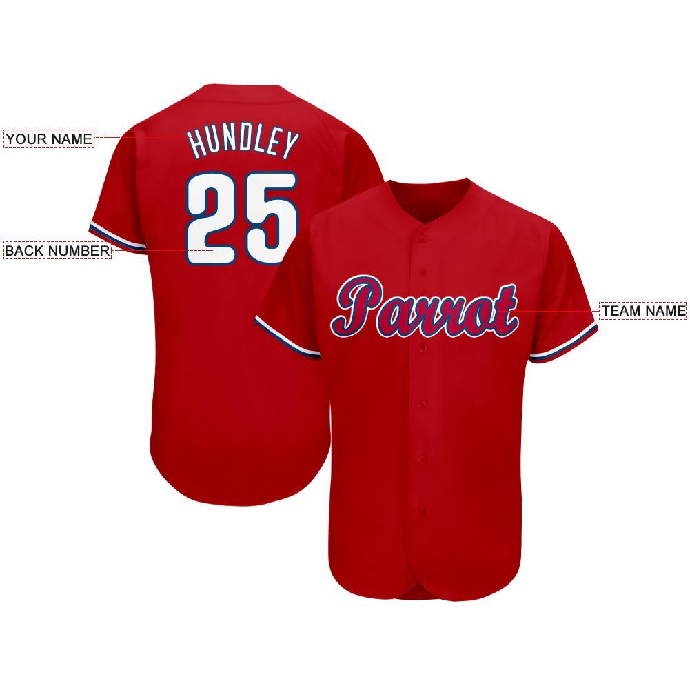 Custom Red White-Royal Baseball Jersey view 4