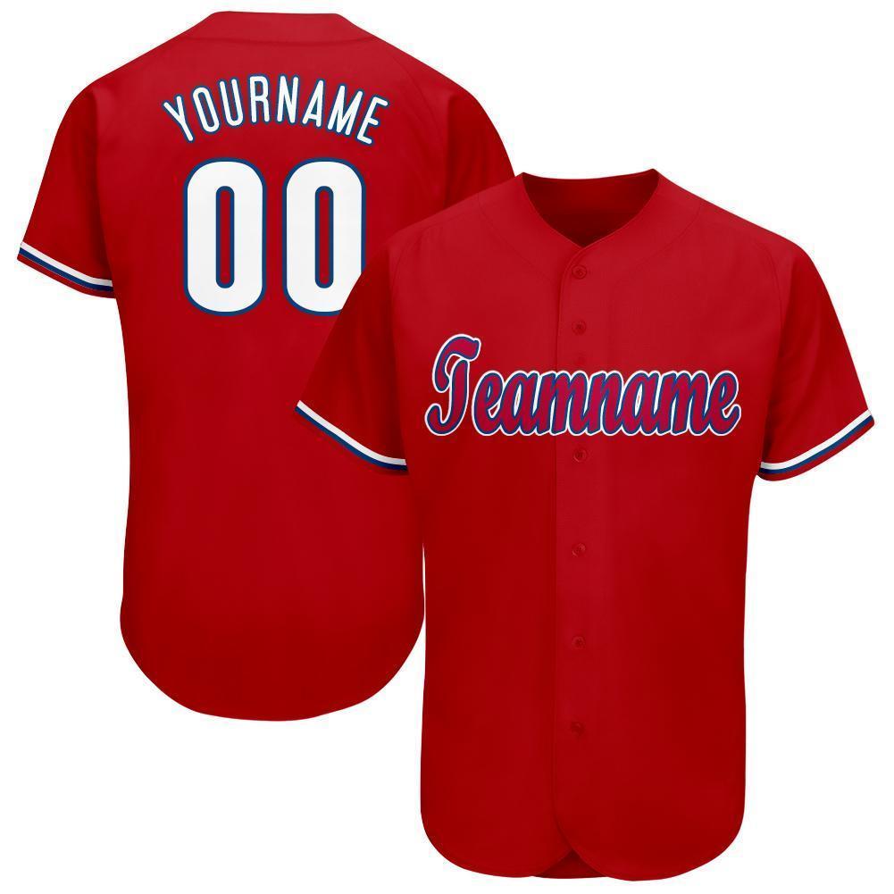 Custom Red White-Royal Baseball Jersey - Main View