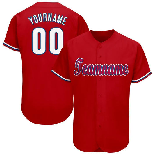 Custom Red White-Royal Baseball Jersey - Main View