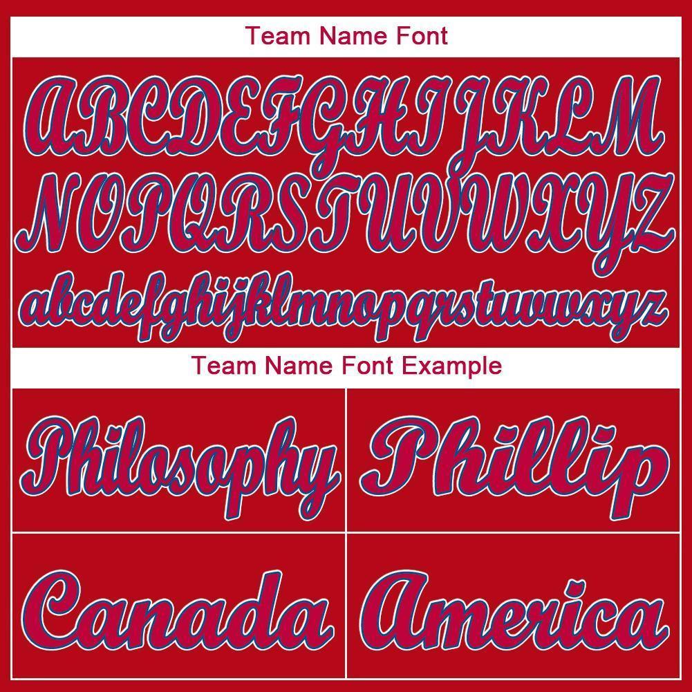 Custom Red White-Royal Baseball Jersey view 6