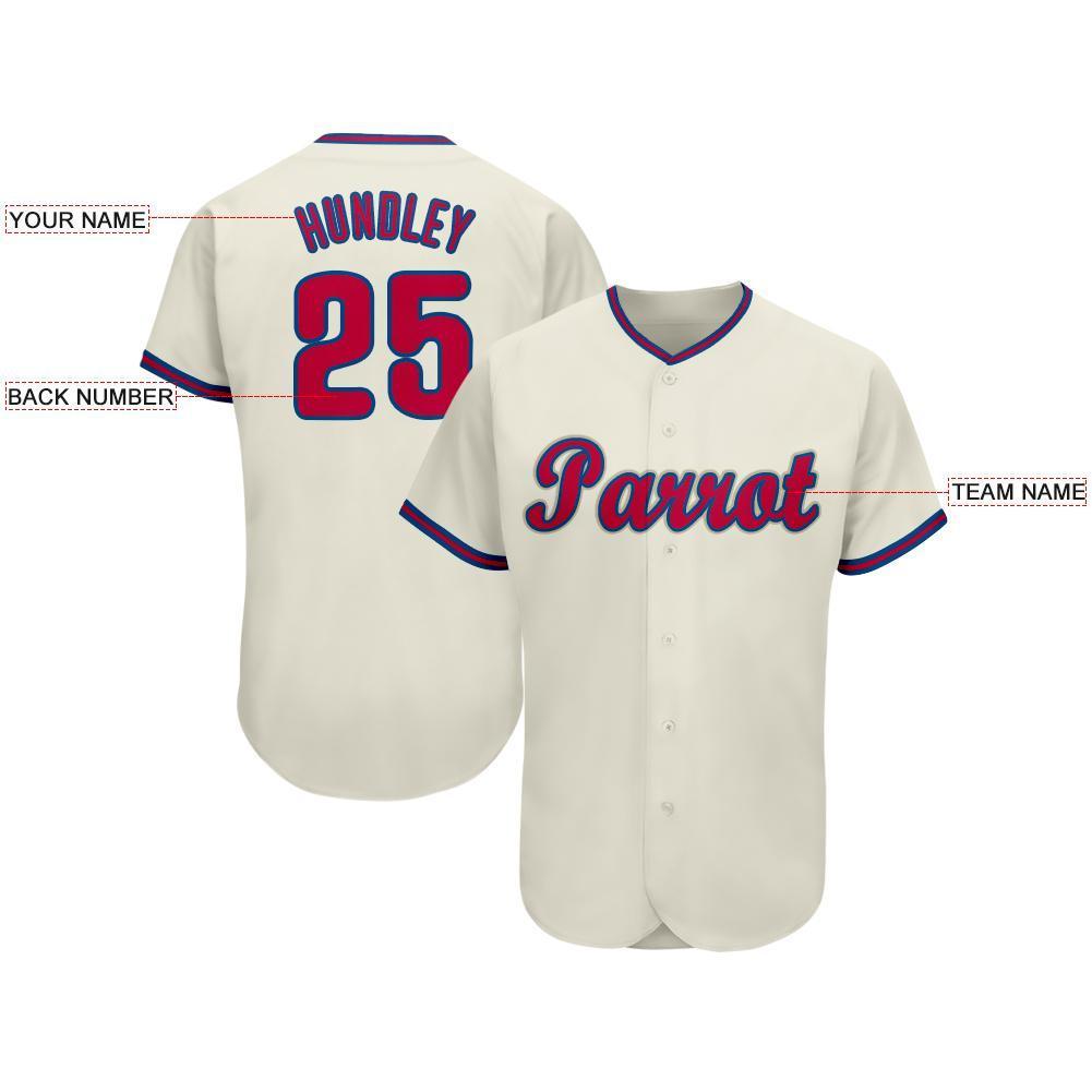 Custom Cream Red-Royal Baseball Jersey view 3