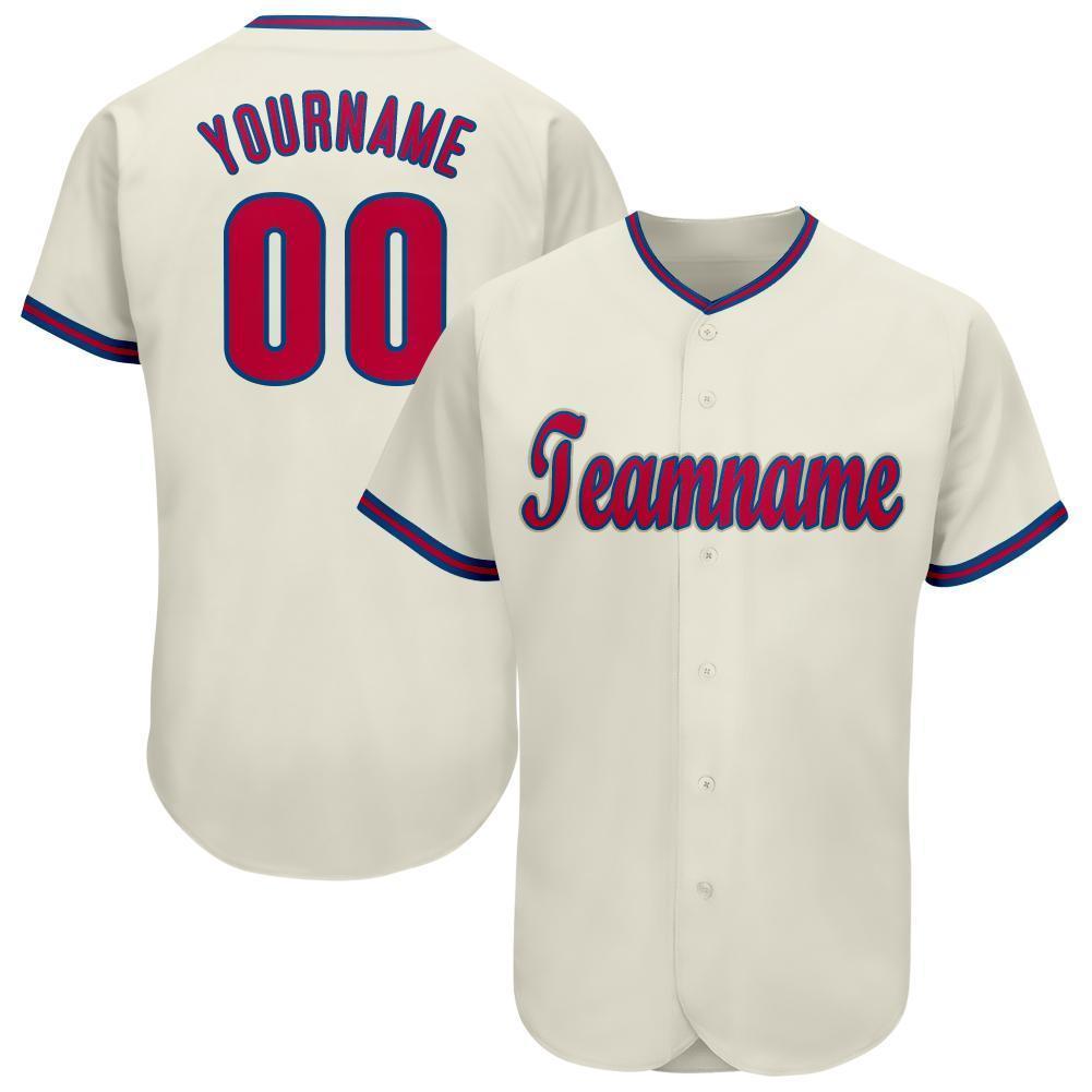 Custom Cream Red-Royal Baseball Jersey - Main View