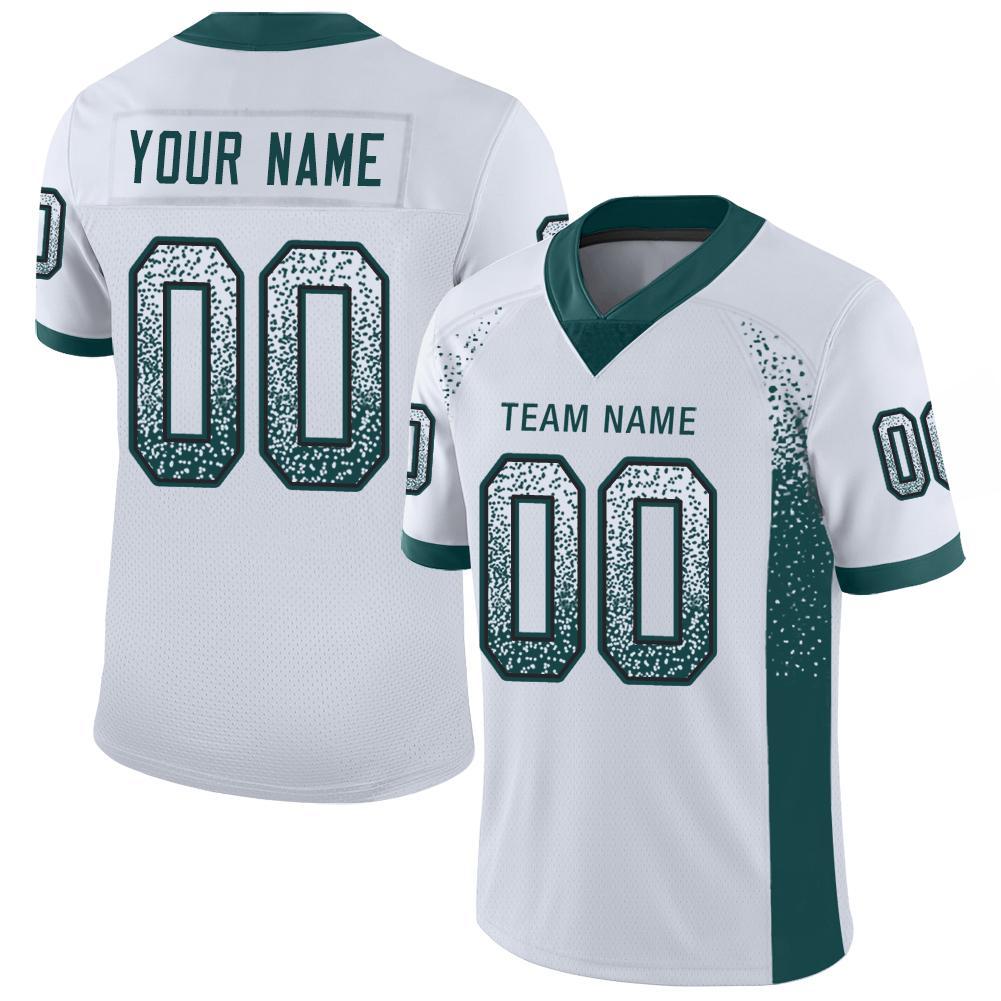 Custom White Midnight Green-Black Drift Fashion Football Jersey - Main View