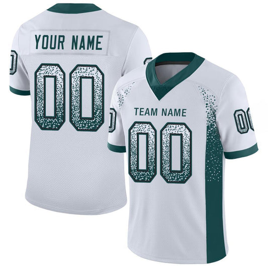 Custom White Midnight Green-Black Drift Fashion Football Jersey - Main View