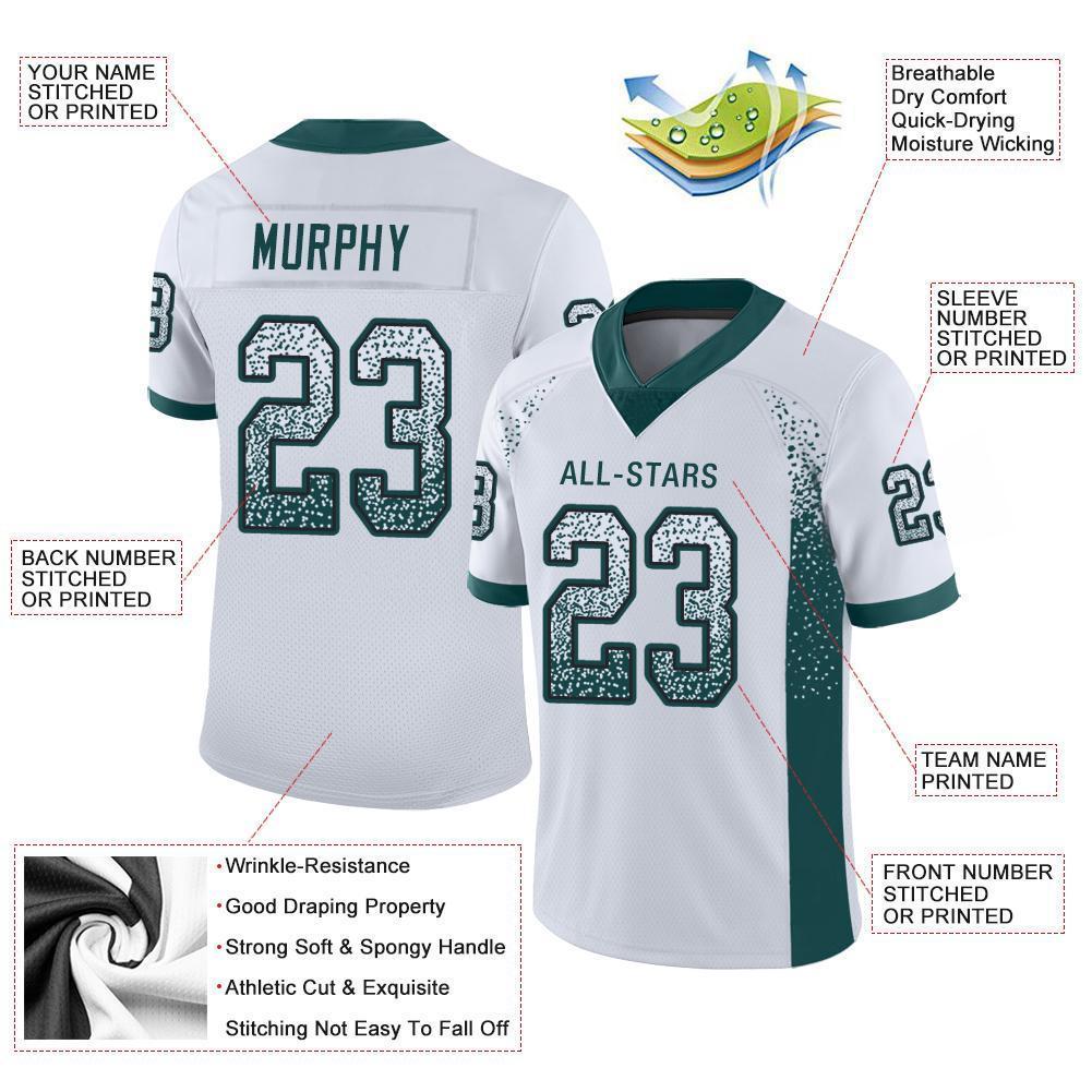 Custom White Midnight Green-Black Drift Fashion Football Jersey view 3