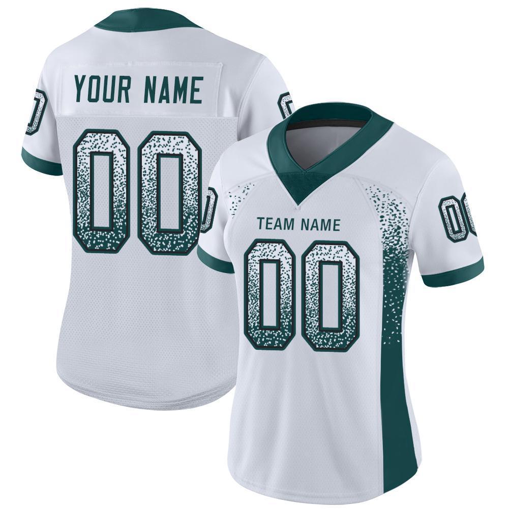 Custom White Midnight Green-Black Drift Fashion Football Jersey view 2