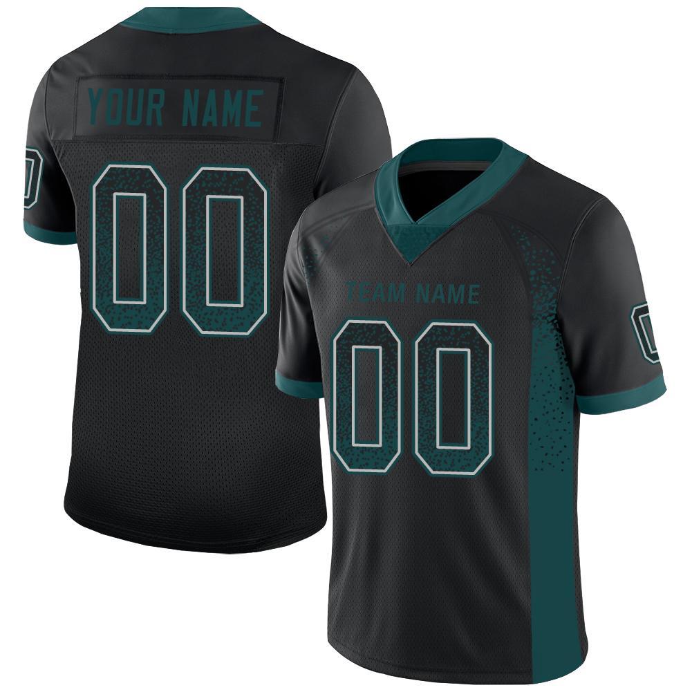 Custom Black Midnight Green-Gray Drift Fashion Football Jersey - Main View