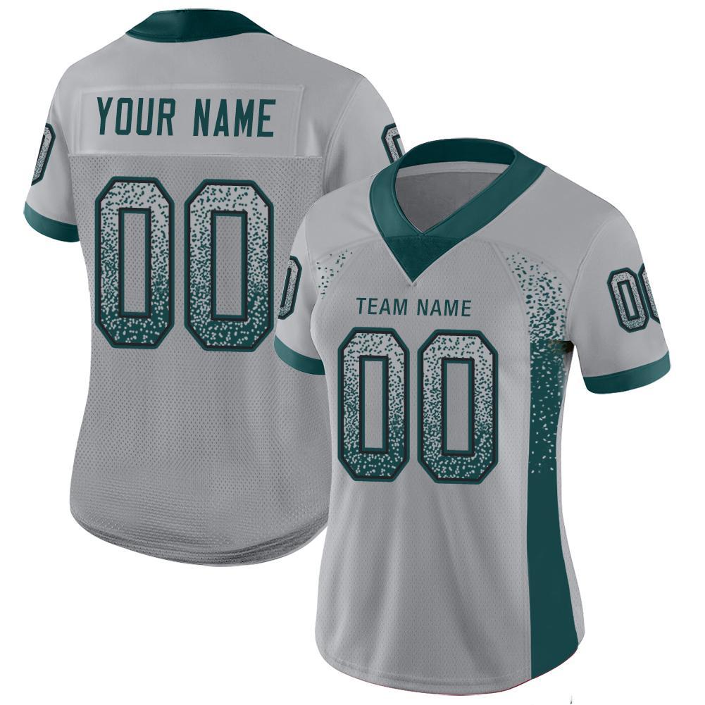 Custom Light Gray Midnight Green-Black Drift Fashion Football Jersey view 2