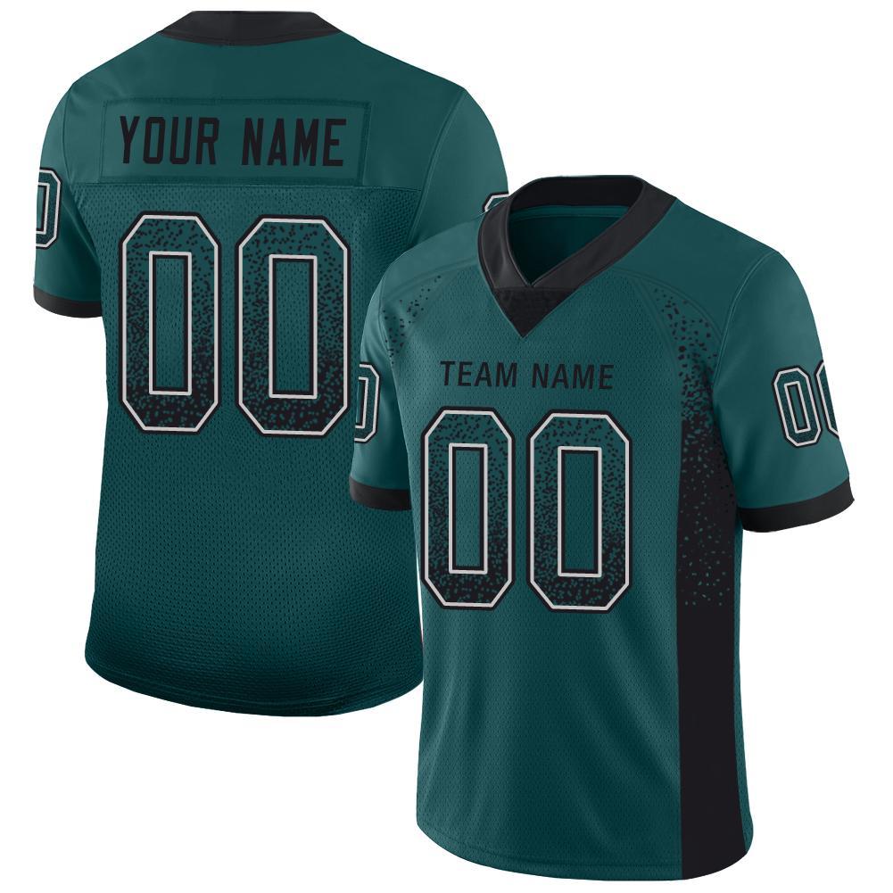 Custom Midnight Green Black-White Drift Fashion Football Jersey - Main View