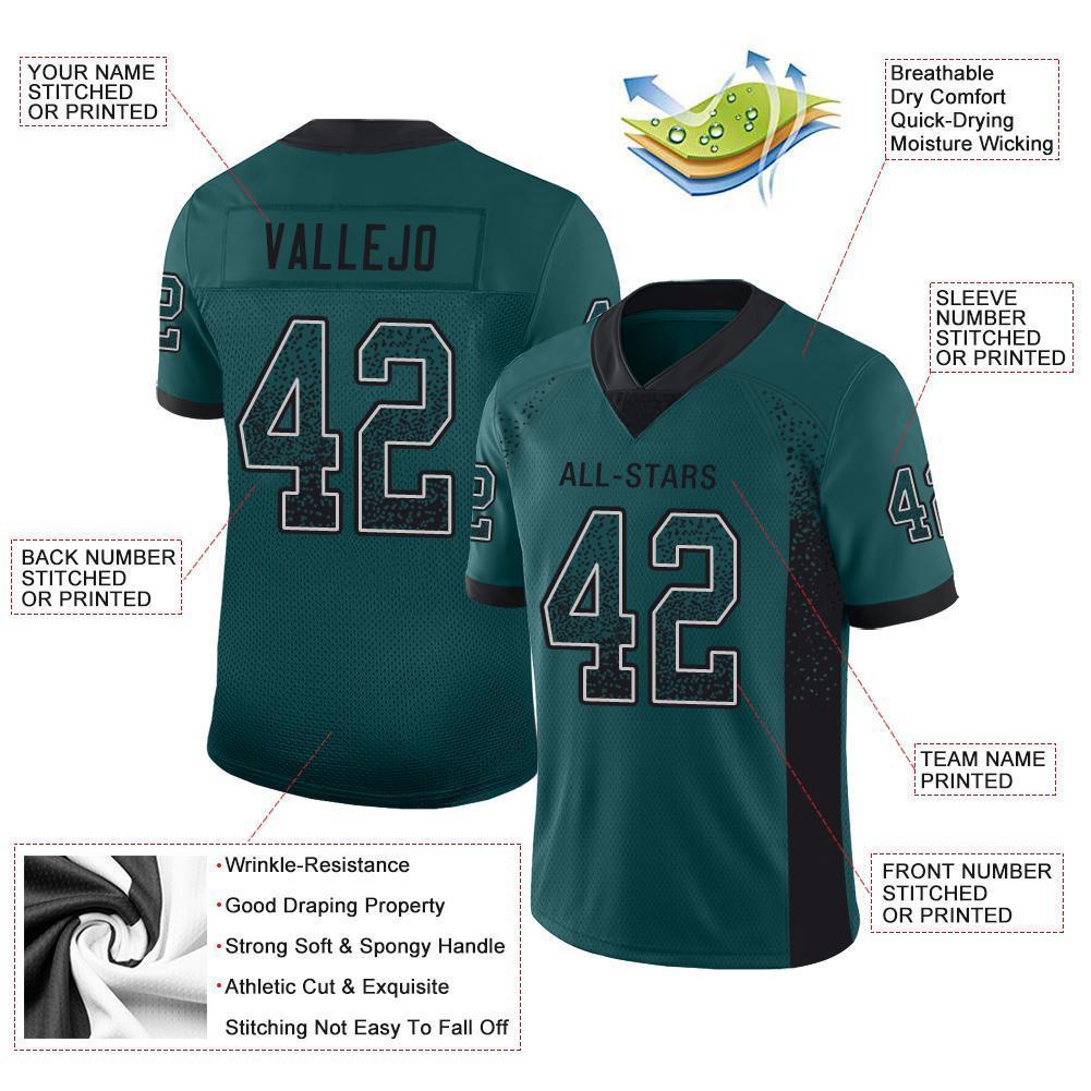 Custom Midnight Green Black-White Drift Fashion Football Jersey view 3