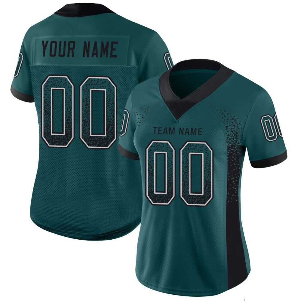 Custom Midnight Green Black-White Drift Fashion Football Jersey view 2