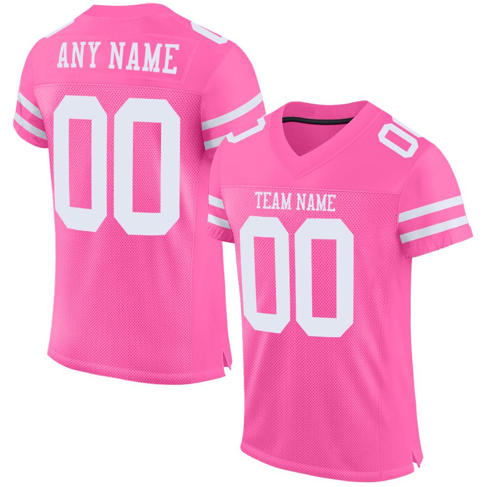 Custom Pink White Mesh Authentic Football Jersey - Main View
