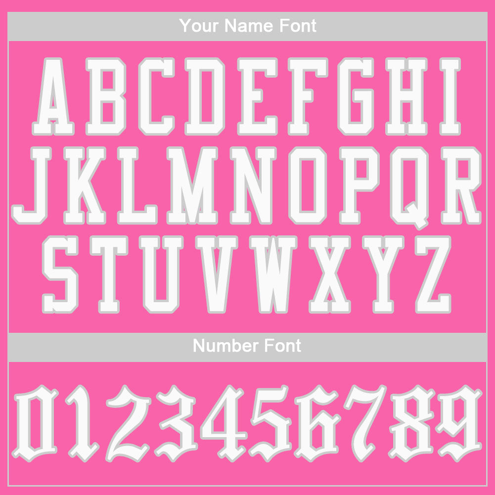 Custom Pink White-Gray Authentic Baseball Jersey view 4