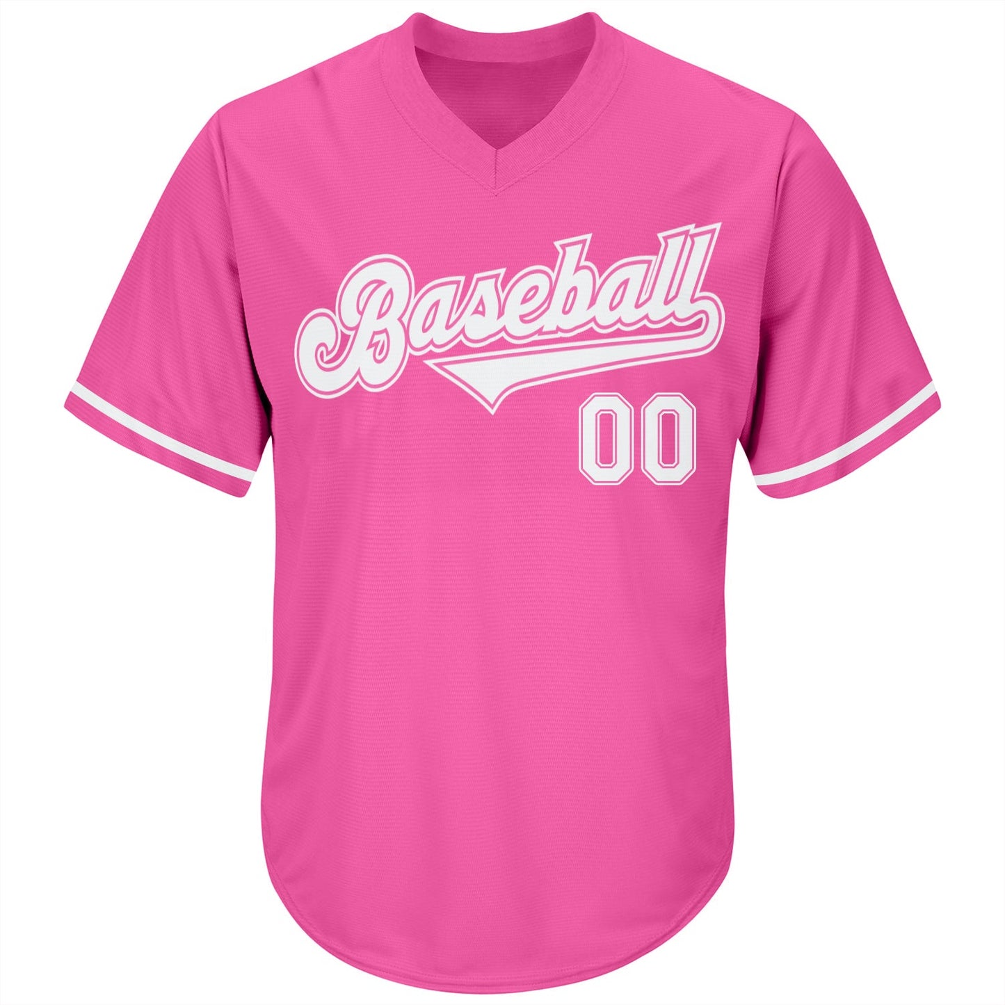 Custom Pink White-Pink Authentic Throwback Rib-Knit Baseball Jersey Shirt view 2